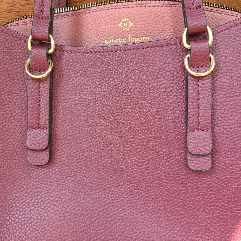 Nanette Lepore Berry Red/Pink Leather Handbag Shoulder Bag Purse - Picture 8 of 13